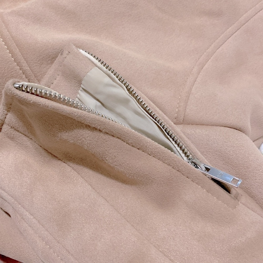 ABERCROMBIE & FITCH Vegan Suede Cropped Moto Jacket Size Medium Color Ai… - Picture 7 of 9